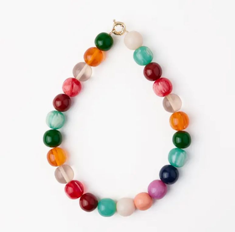 Ink + Alloy Iris Large Resin Bead Necklace Multi
