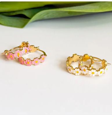 Natalie Claire Daisy Baby Hoop Earrings