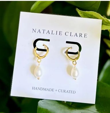 Natalie Clare Pearl Hoop Earrings