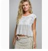 Round Neck Sleeveless Zig Zag Top Off White