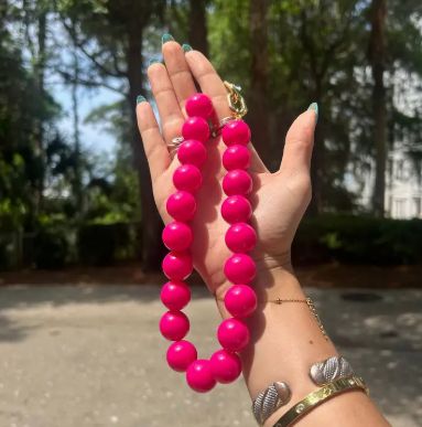 Mini Bead Necklace Fushia