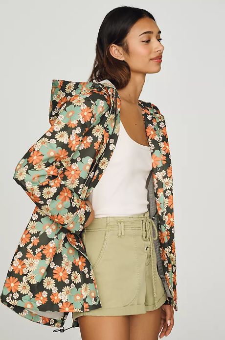 NVLT Cotton Hooded Floral Rain Coat