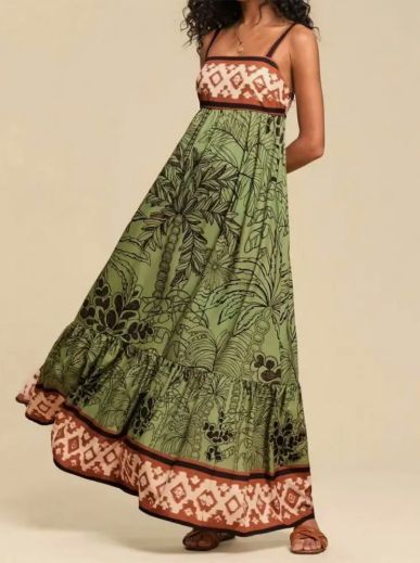 Boho Tropical Green Dress