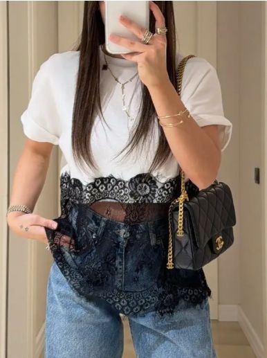 Lace Patchwork  T-Shirt