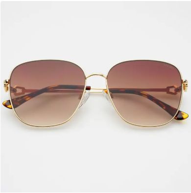 FREYRS Lea Womens Round Sunglasses (Gold/Brown)