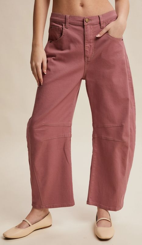 Utility Barrel Jeans (Berry)