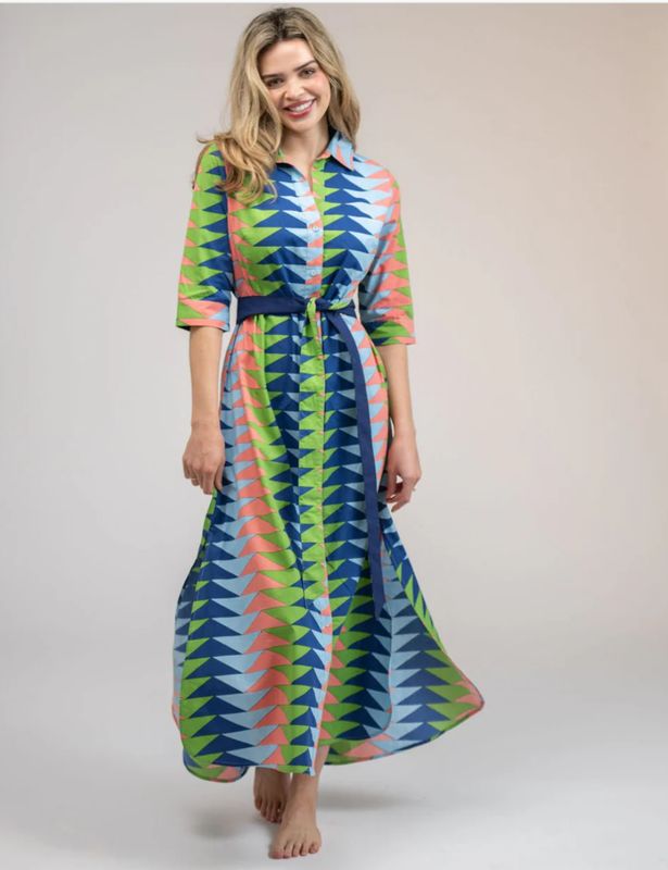 The Eloise Dress | Tropical  Bagru Triangle
