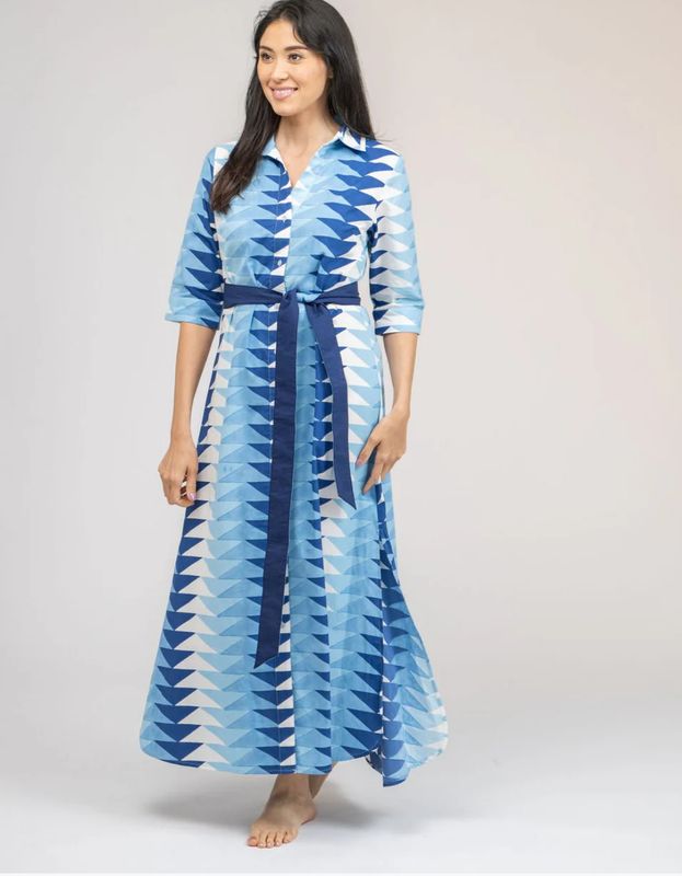 The Eloise Dress | Ocean Blockprint Bagru