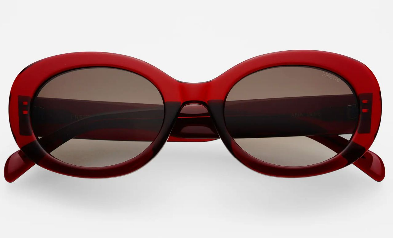 FREYRS Aria Acetate Oval Sunglasses (Dark Cherry)