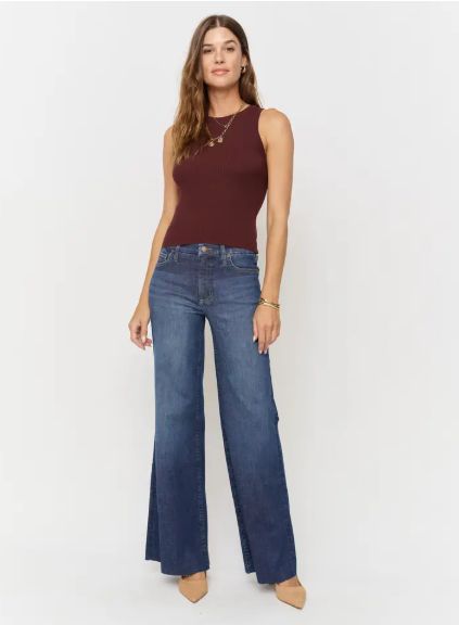 Oliver Logan Crawford Mid Rise Fitted Wide Leg, Sculpt+ Dark Worn