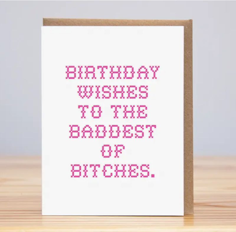 Huckleberry Press Birthday Baddest of Bitches Cross Stitch