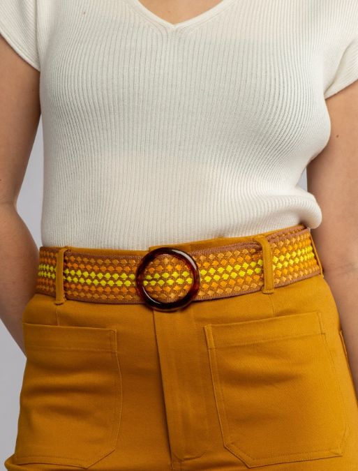 Lesley Evers Bella Slip Cinch Belt (Yellow)