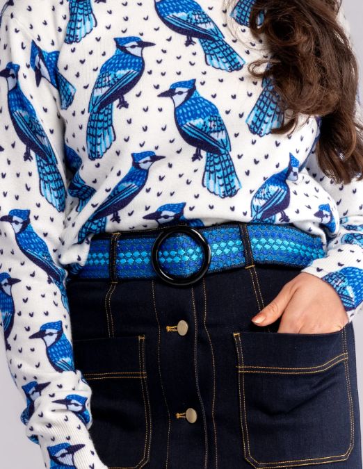 Lesley Evers Bella Slip Cinch Belt (Blue)