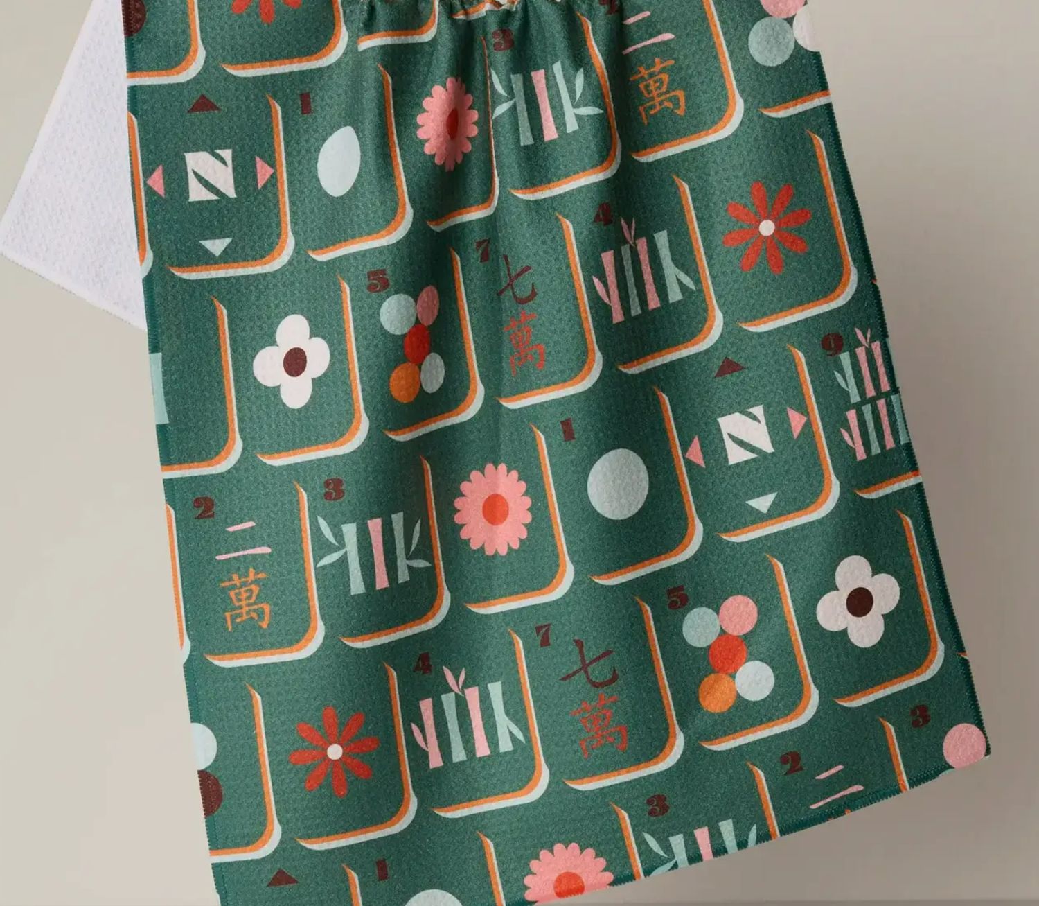Geometry Moss Tile Toss Tea Towel