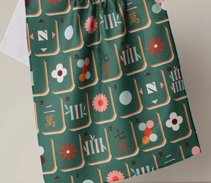 Geometry Moss Tile Toss Tea Towel
