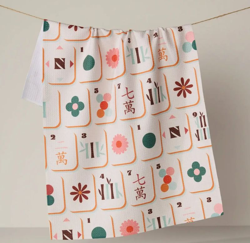 Geometry Cypress Tile Toss Tea Towel