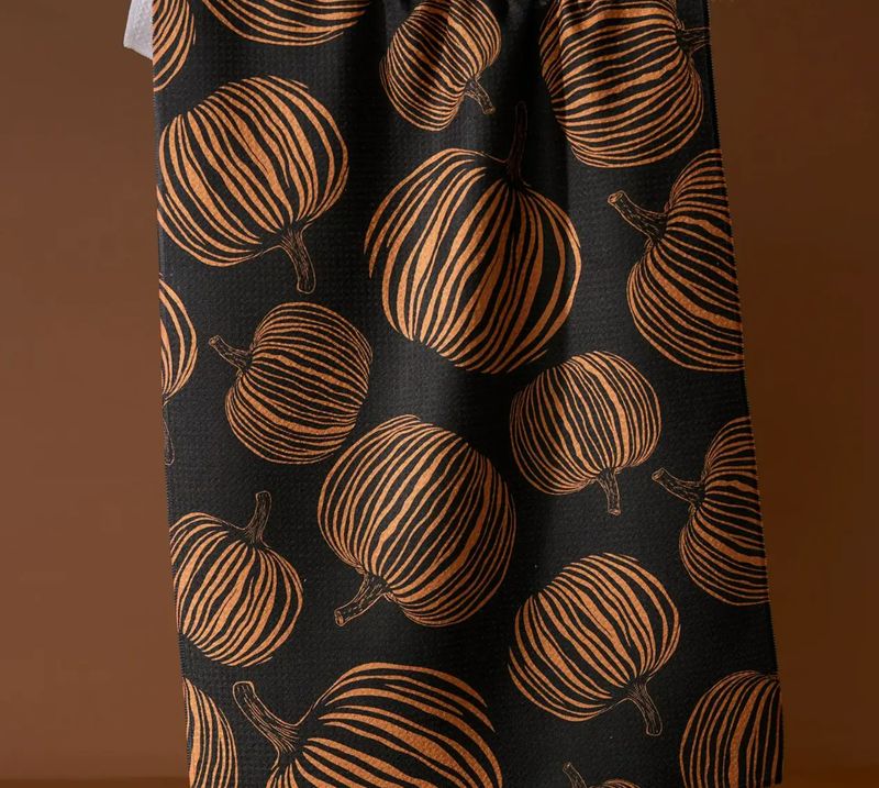 Geometry Pumpkin Noir Tea Towel