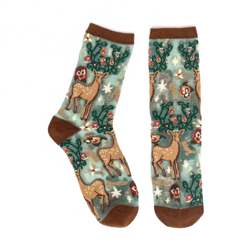 Sock Candy Enchanted Deer Shimmer Sheer Crew Sock