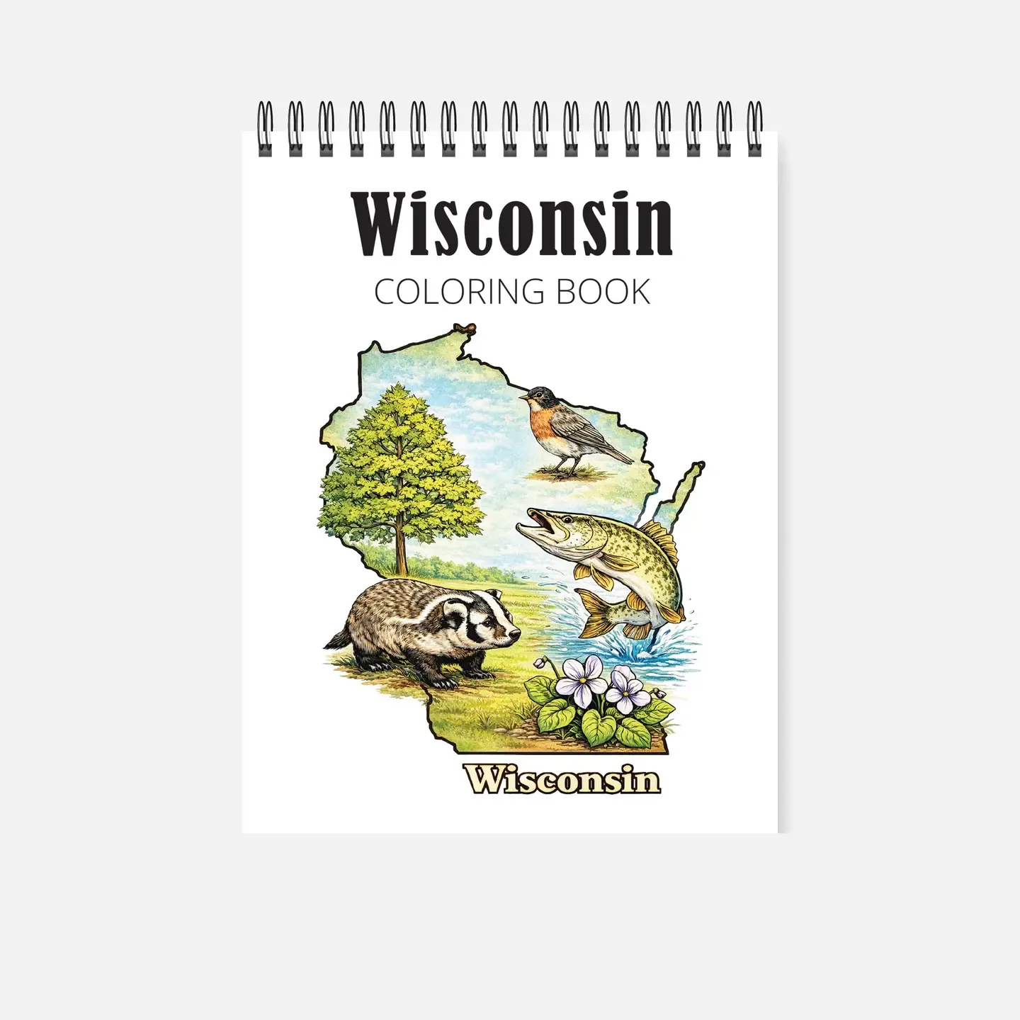 Wallflower Market Wisconsin Spiral Coloring Book