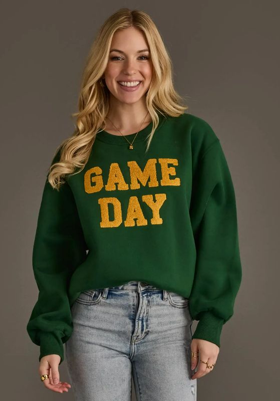Green &amp; Gold Game Day Long Sleeve Sweatshirt