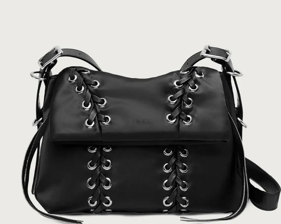 Aimee Kastenberg Lace Up Double Entry Crossbody Black