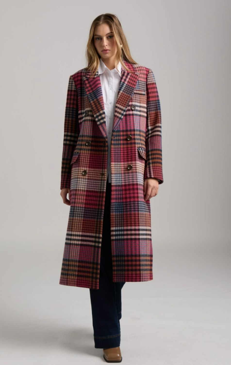 NVLT Plaid Faux Wool Boyfriend Coat