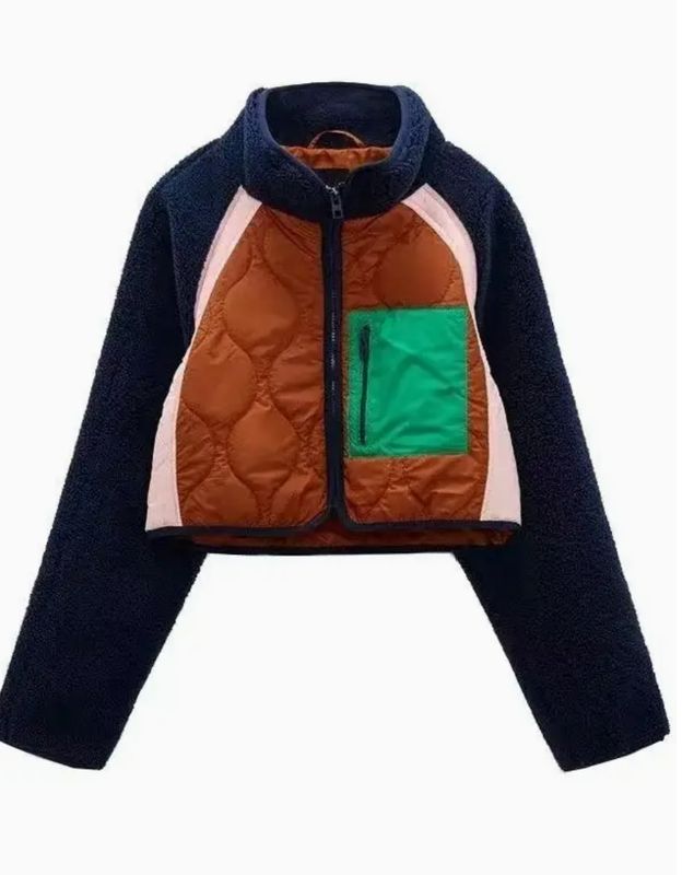 Retro Quilted Colorblock Jacket