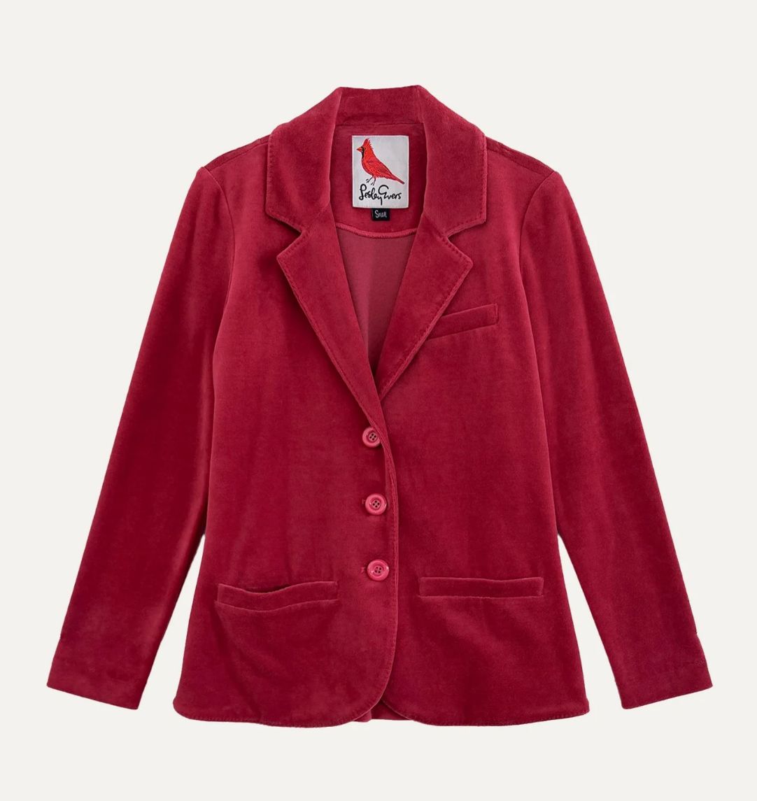 Lesley Evers Britt Blazer Burgundy Velour