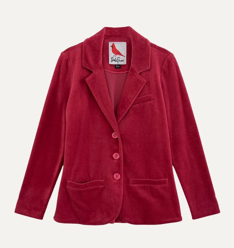 Lesley Evers Britt Blazer Burgundy Velour