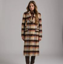 NVLT Brown Plaid Faux Wool Boyfriend Coat