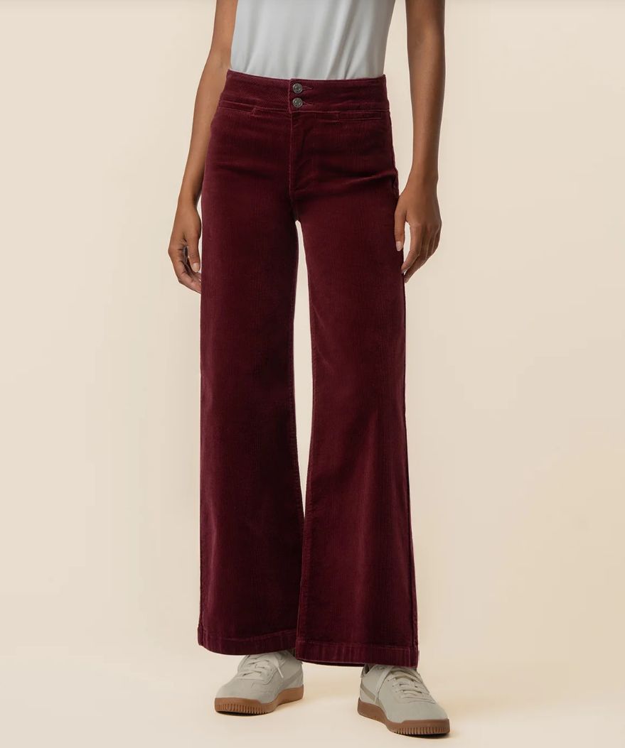 KUT from the Kloth Meg HR Wide Leg (Black Cherry Corduroy)
