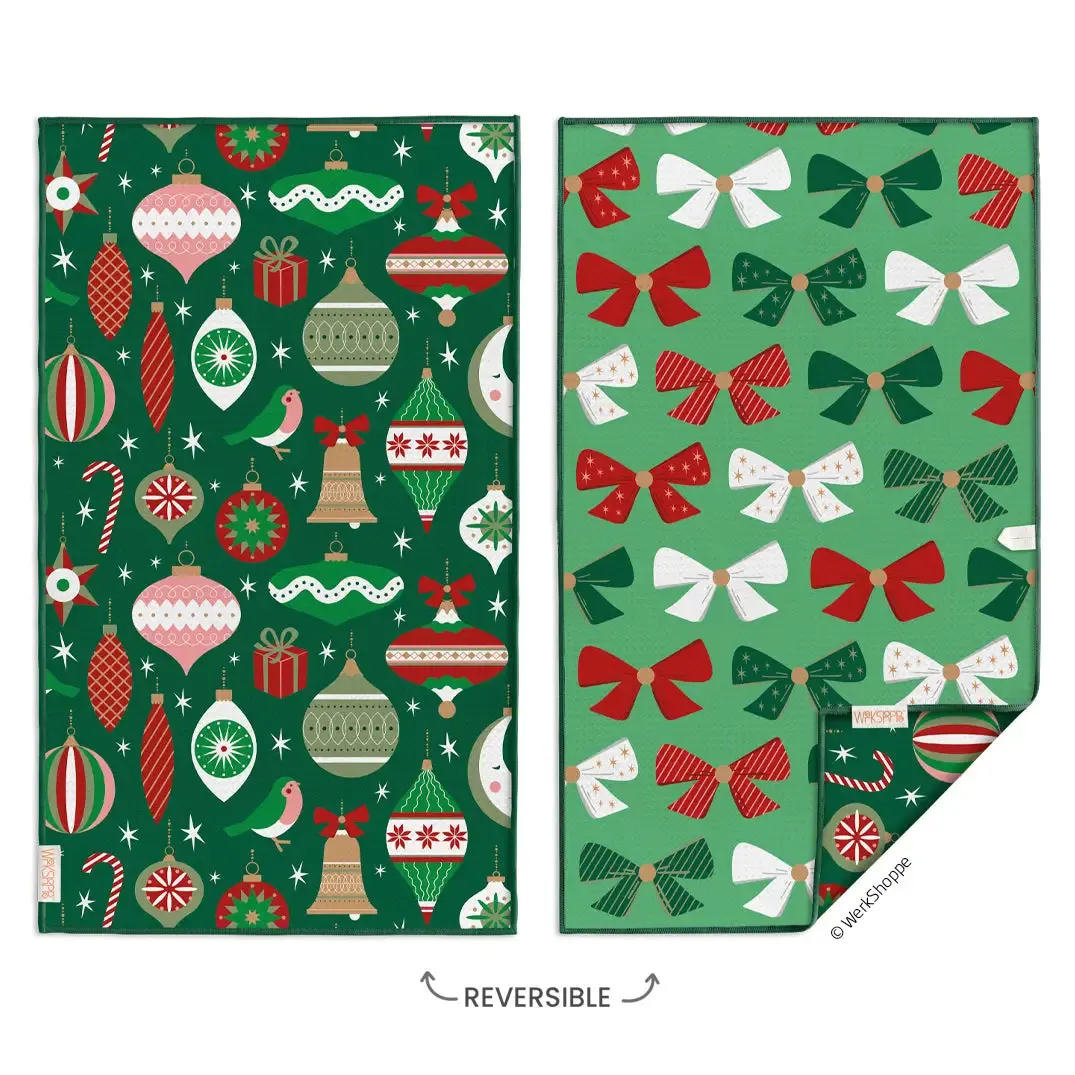 Ornaments &amp; Bows Microfiber Kitchen Towel