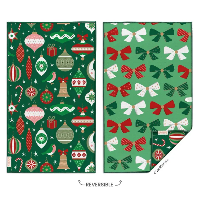 Ornaments &amp; Bows Microfiber Kitchen Towel