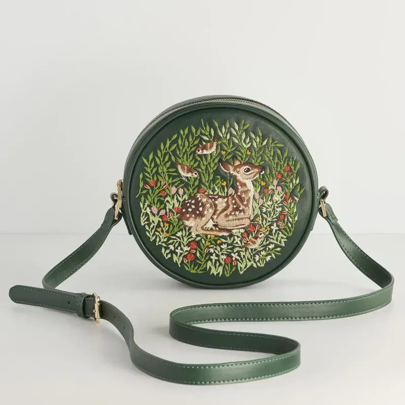 Fawn Embroidered Circle Bag