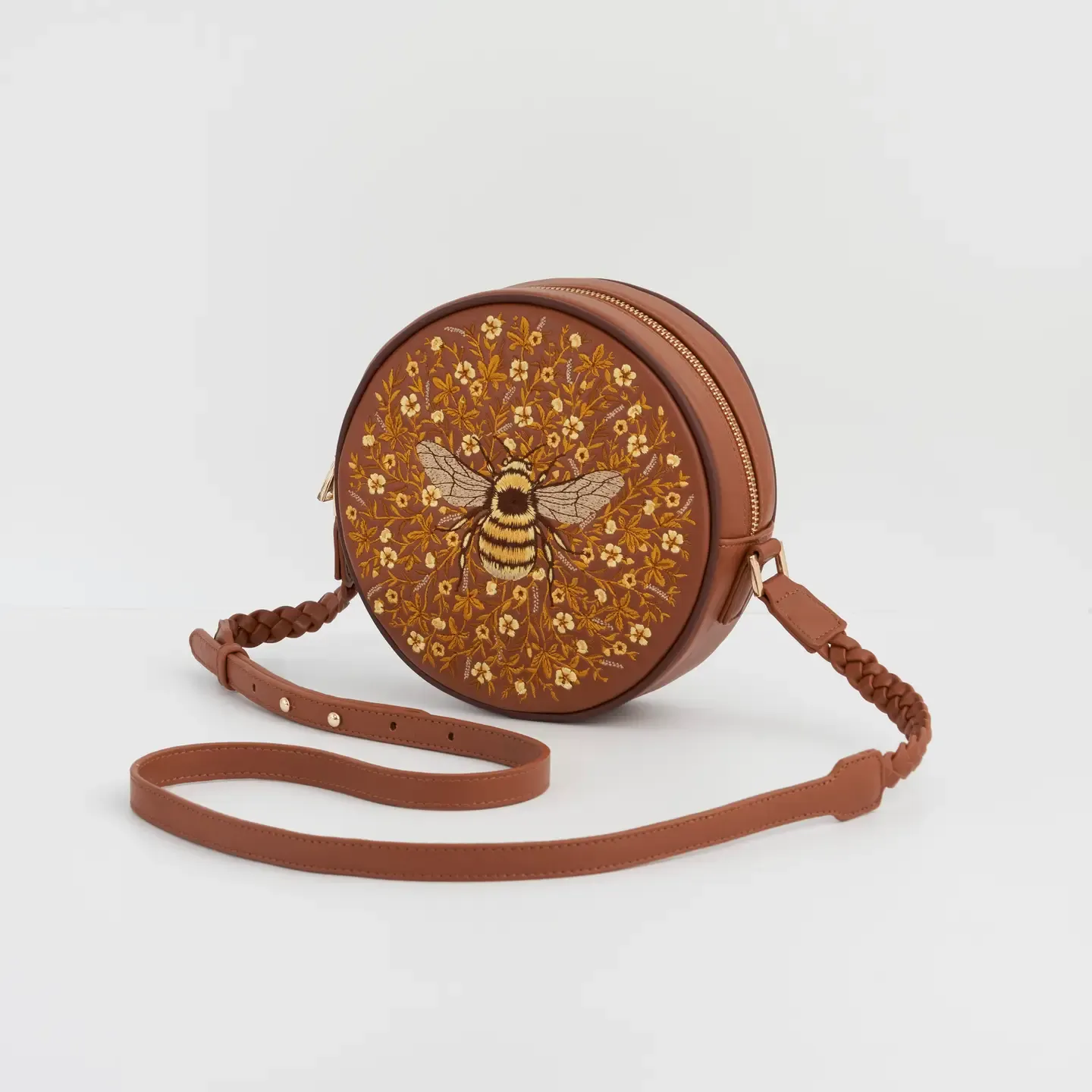 Bumble Bee Embroidered Circle Bag