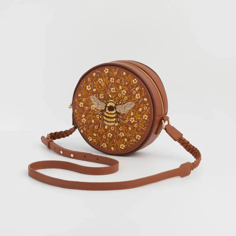 Bumble Bee Embroidered Circle Bag