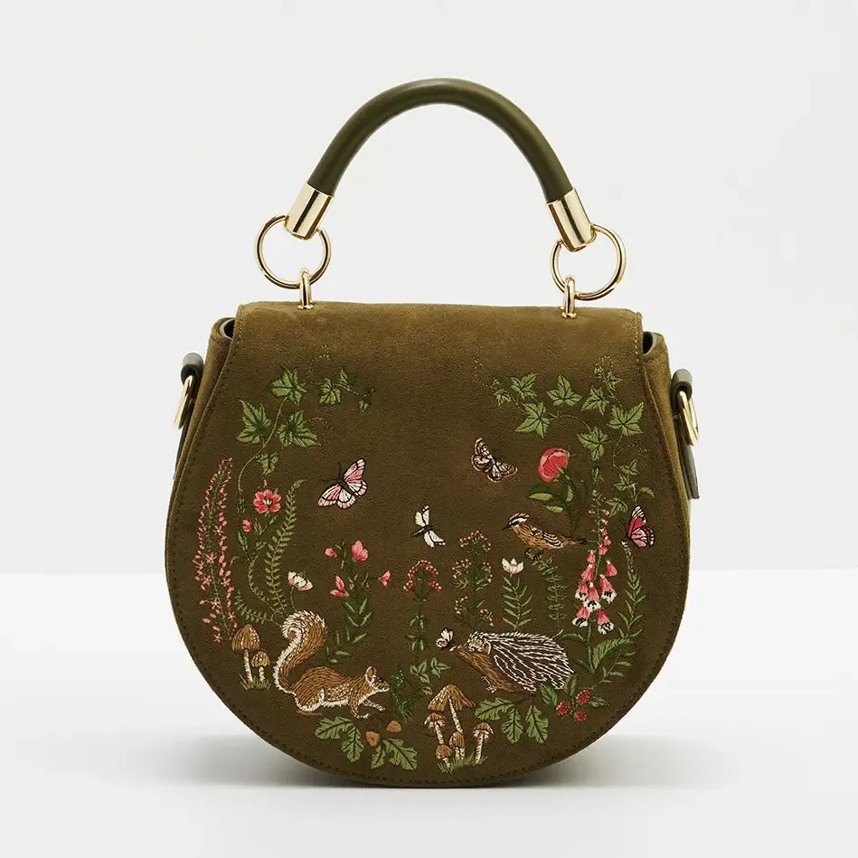 Meadow Scene Embroidered Saddle Bag