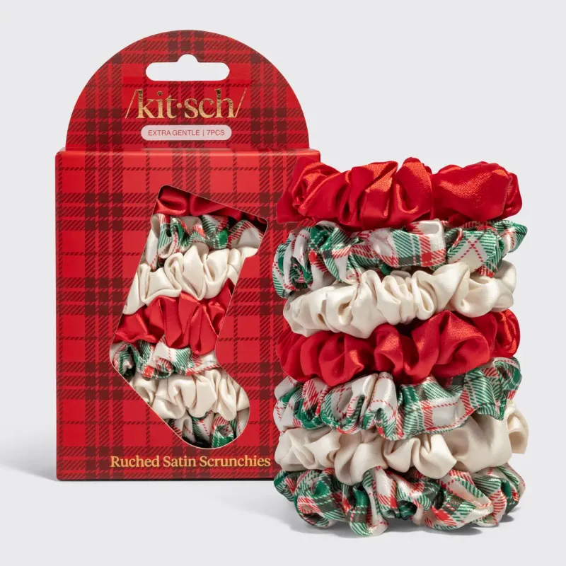 Kitsch Holiday Ruched Satin Scrunchie 7pc Set