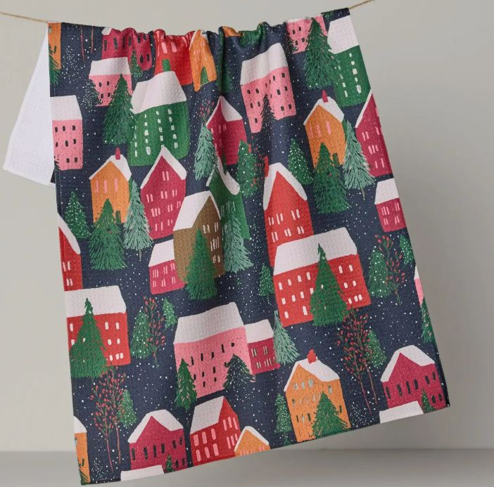 Geometry Alpine Village Tea Towel