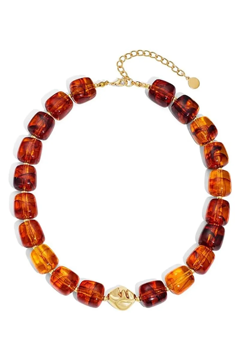 Boldly Beaded &amp; Chunky Statement Necklace (Choose Color), Color: Brown