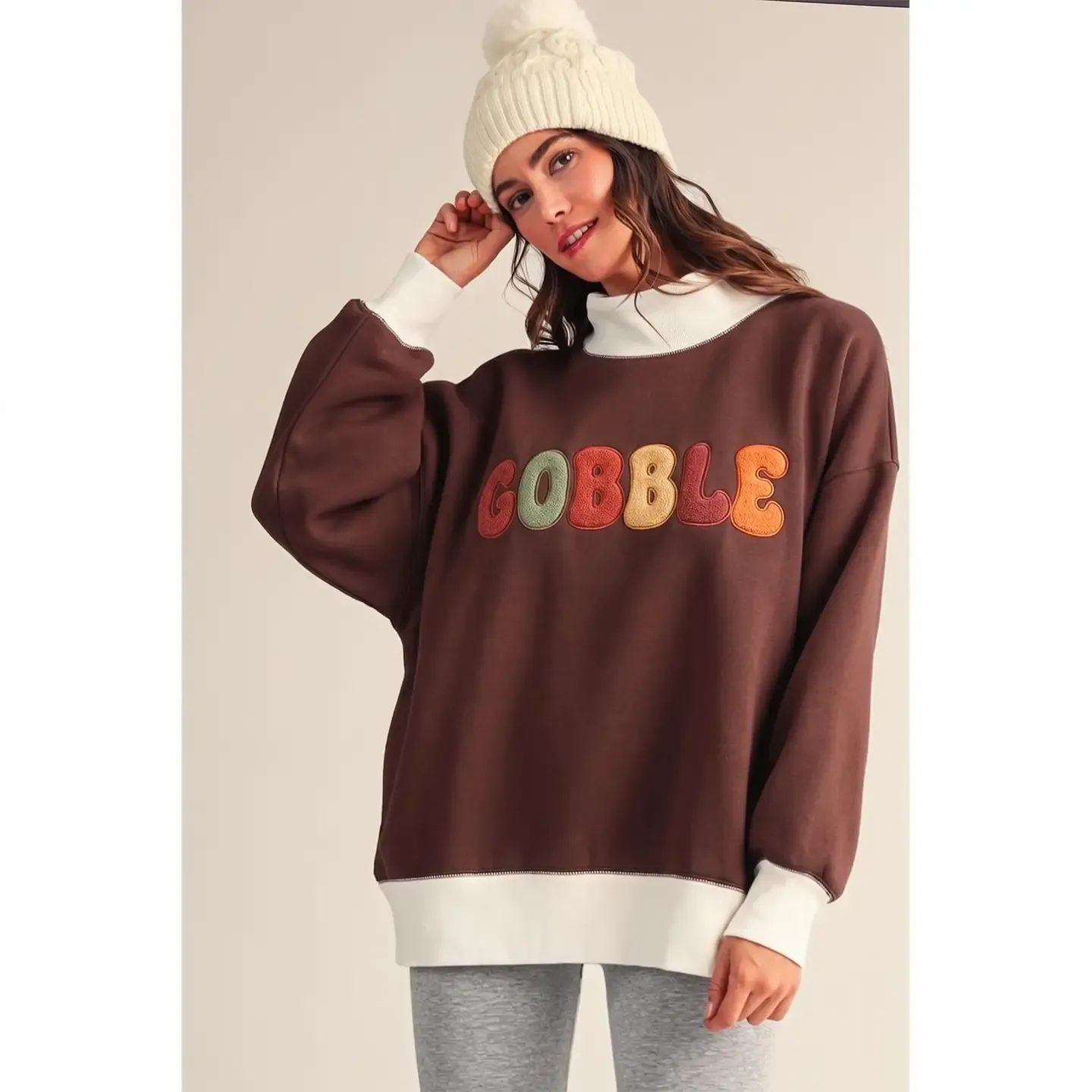 Gobble Moments Oversized Mock Neck Top