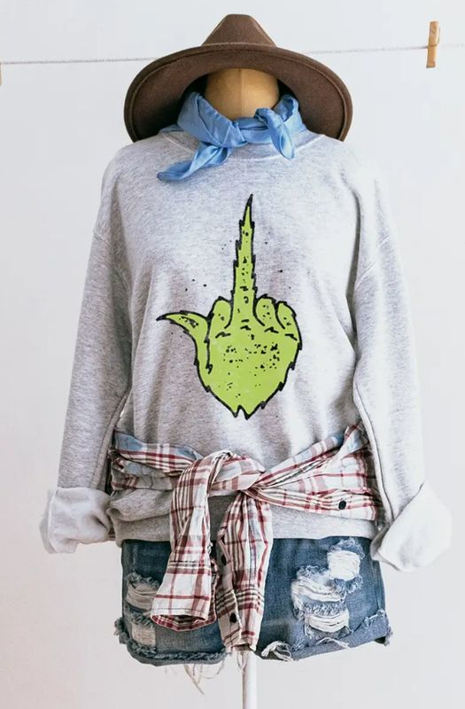 Grinch Hand Christmas Vintage Graphic Sweatshirt