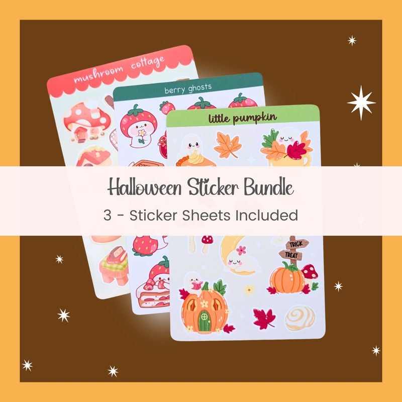 Cute Spooky Season Stickers - Fall Autumn Ghost Sticker Bundle