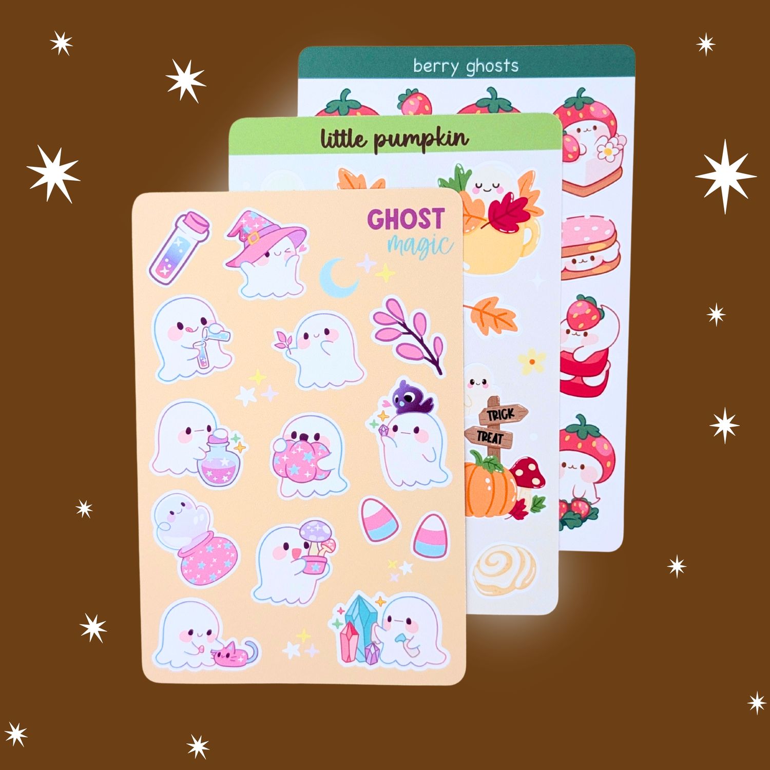 Cute Spooky Ghost Sticker Bundle - 3 Sticker Sheets