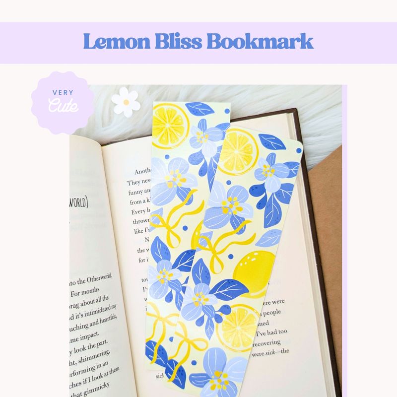 &quot;Lemon Bliss&quot; 2x7 Bookmark - Bright Lemon Laminated Page Marker