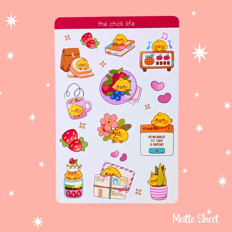 "The Chick Life" Cute Chicken Sticker Sheet, Chicken Lover Stickers
