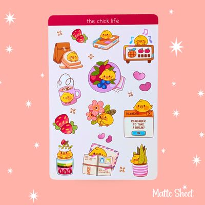 "The Chick Life" Cute Chicken Sticker Sheet, Chicken Lover Stickers