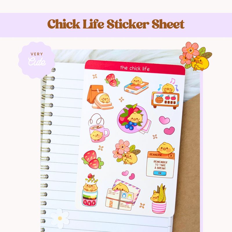 &quot;The Chick Life&quot; Cute Chicken Sticker Sheet, Chicken Lover Stickers