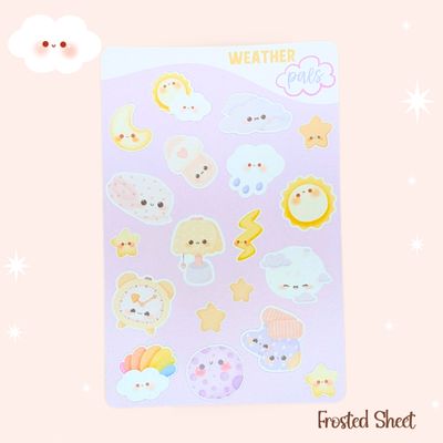 Cozy Weather Stickers, Kawaii Clouds Stars Sun Moon Sticker Sheet