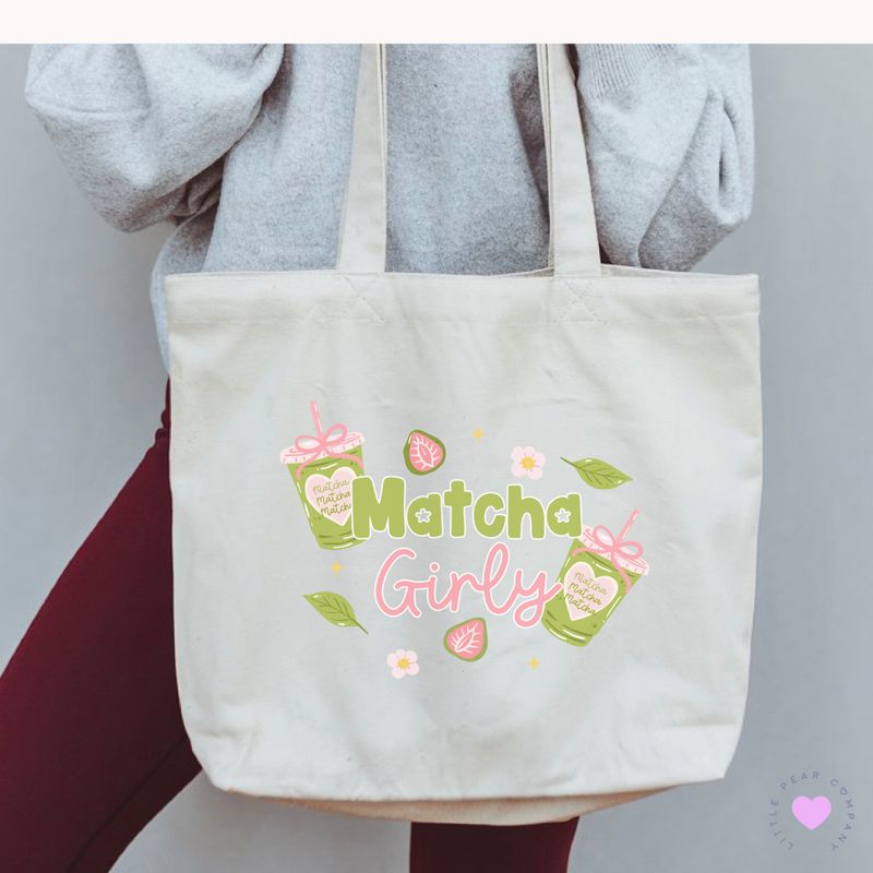 Matcha Canvas Blend Tote Bag, Reusable and Washable Tote Bag